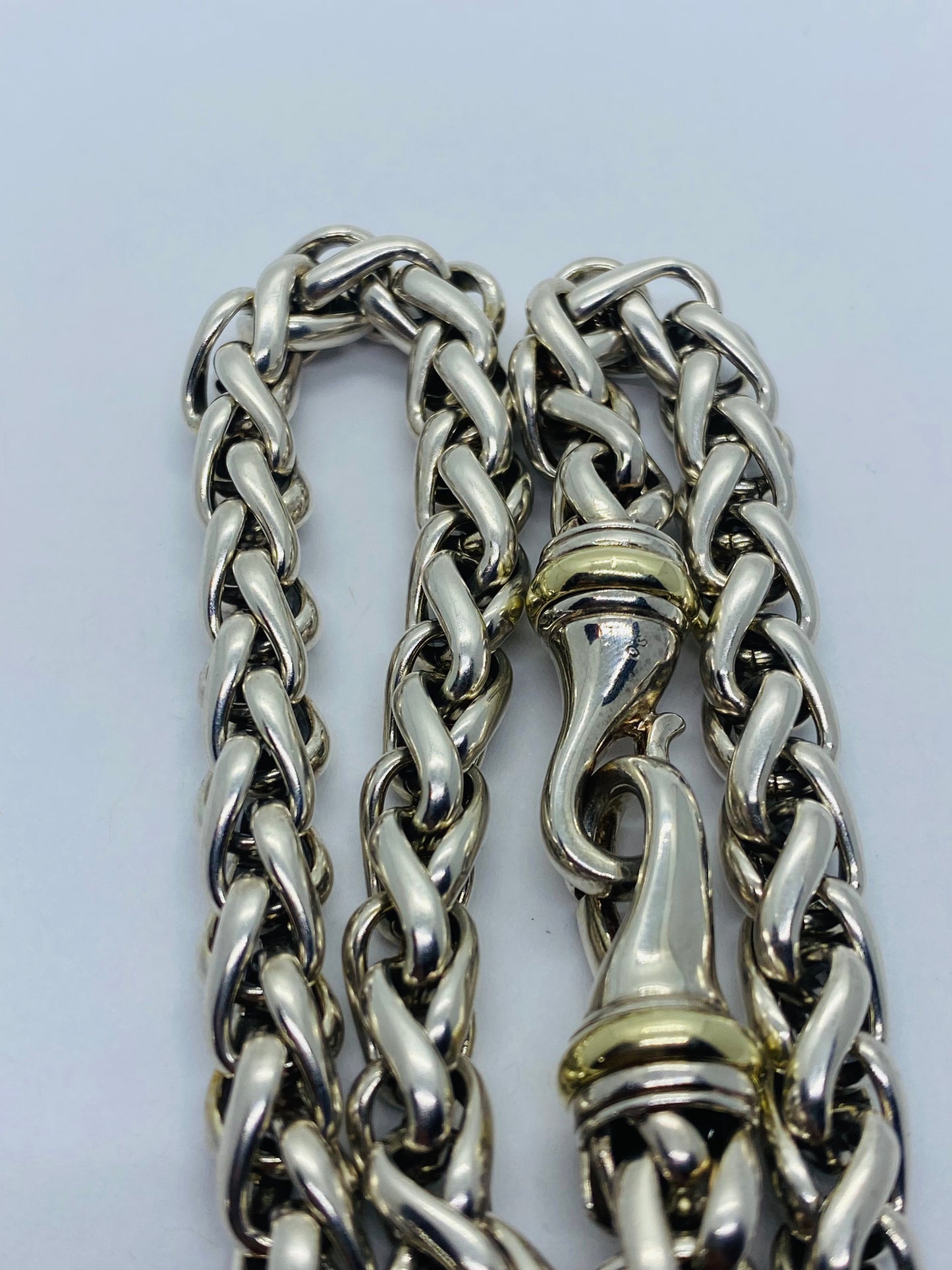 DAVID YURMAN Wheat Link Necklace Sterling Silver + 14k Gold  16” 88.9 Grams