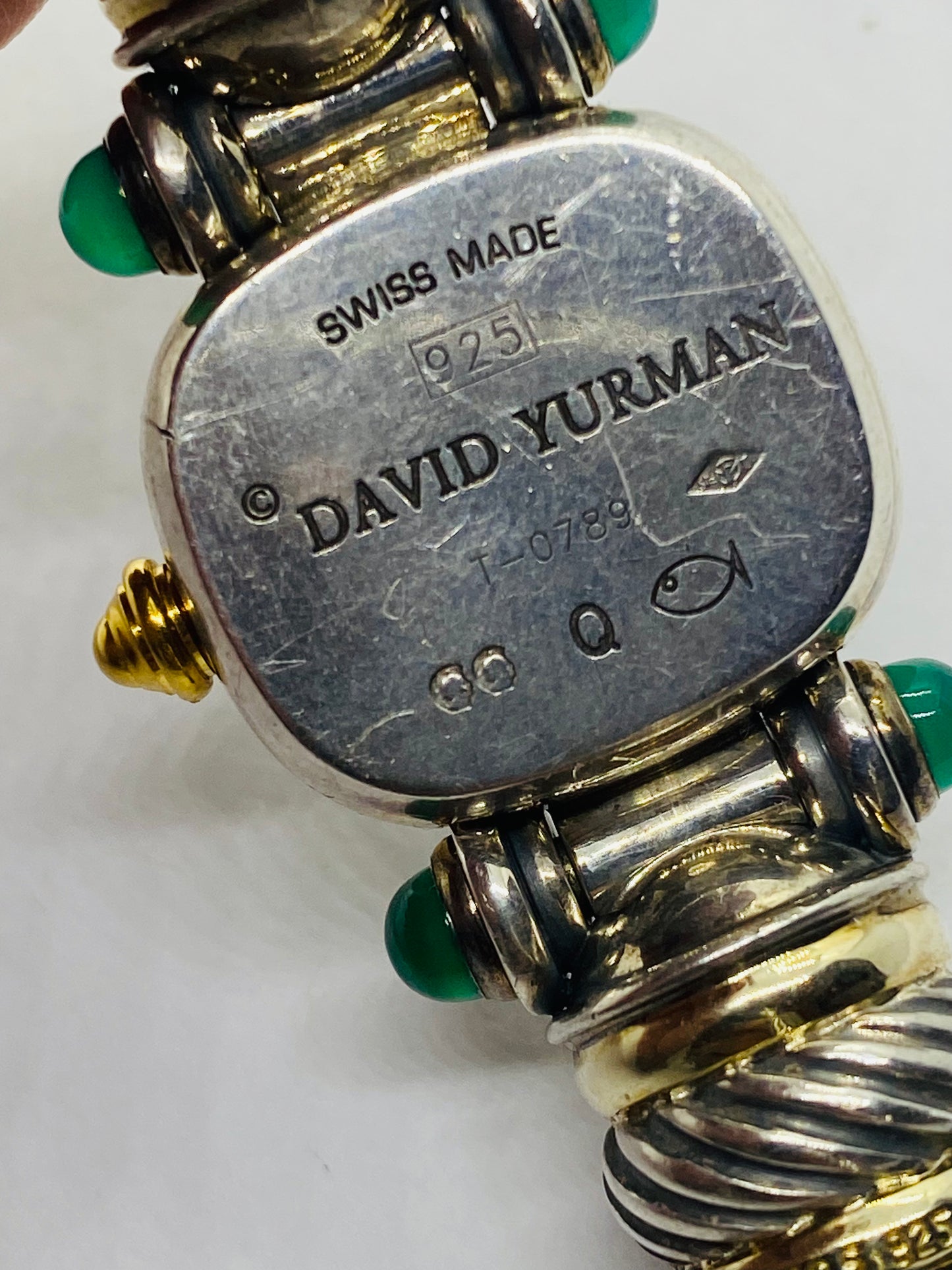 David Yurman 14k 925 Cable Amethyst Green Onyx Ladies Watch