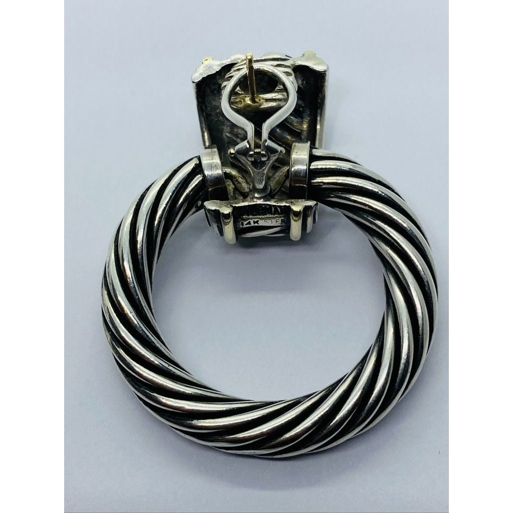 David Yurman XL 925 & 14K gold Door Knocker Convertible Earrings 53MM 35.6 Grams