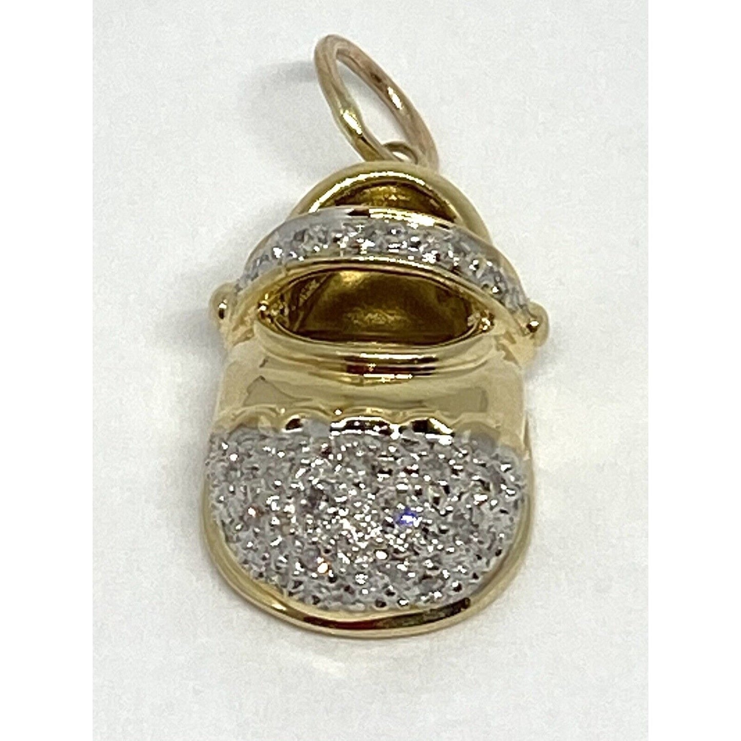 14k Yellow Gold Diamond Sandal Shoe Pendant Charm