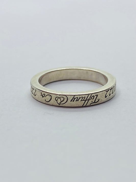 Tiffany & Co Sterling Silver Notes 925 Narrow Band Ring Size 3.75