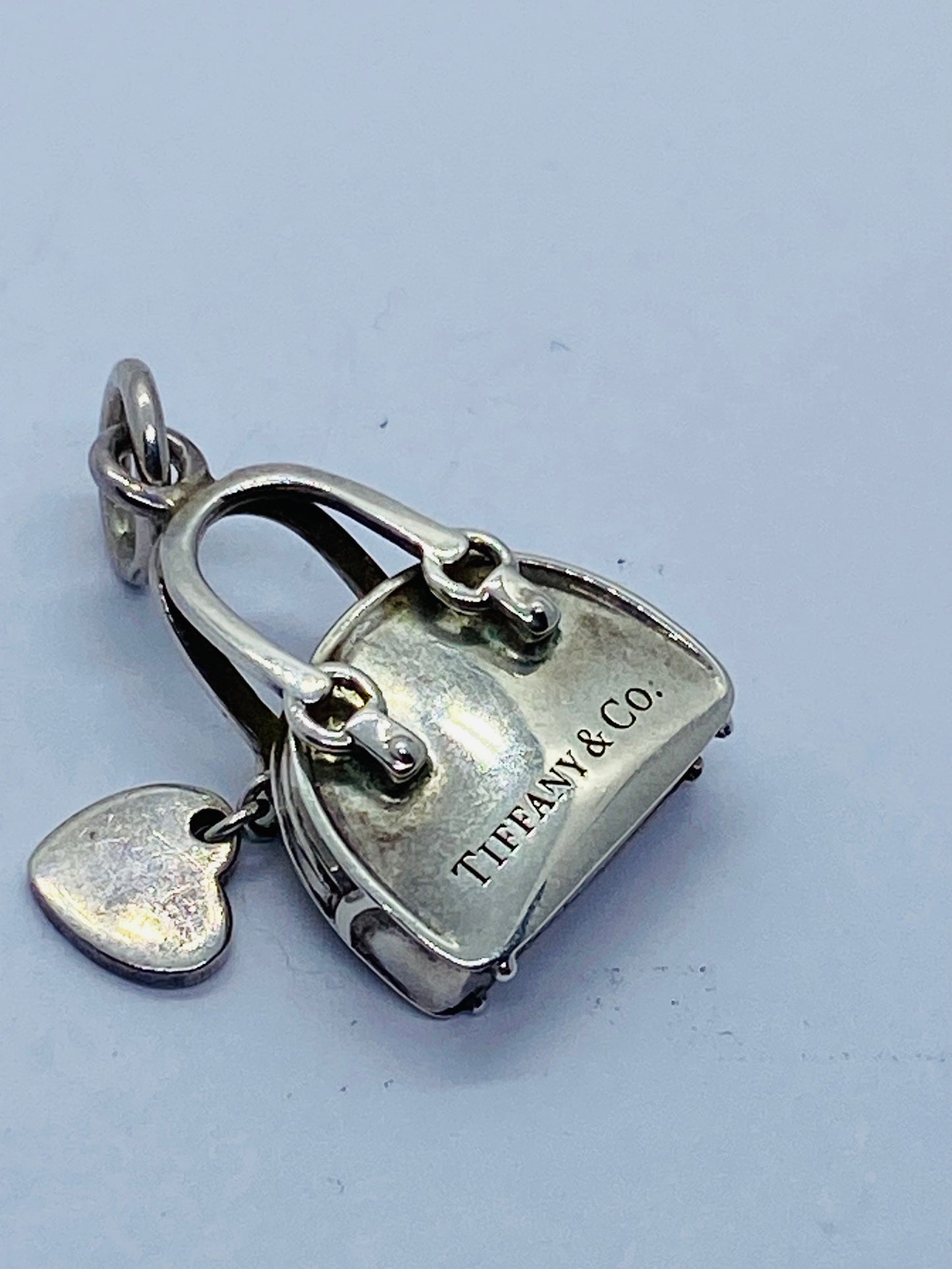 Tiffany & Co. Sterling Silver Handbag and Enamel Heart Italy Charm Pendant
