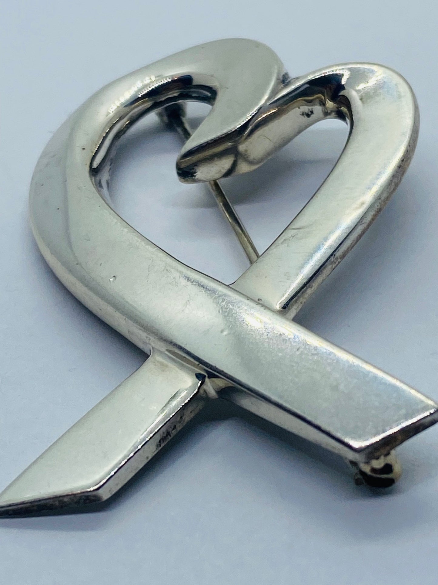 Tiffany & Co Paloma Picasso 925 Silver Silver Loving Open Heart Brooch LARGE