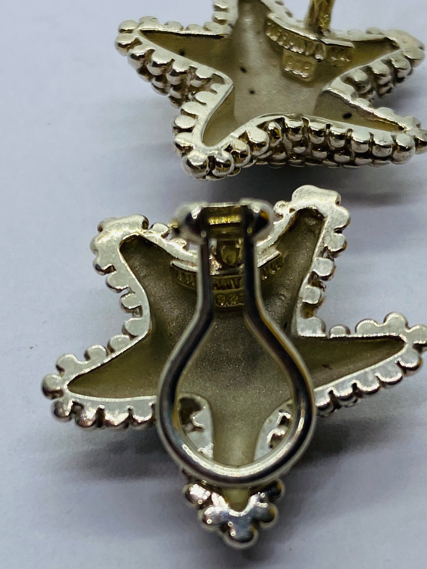 Tiffany & Co Silver Large Bumpy Starfish Coral Clip On Earrings