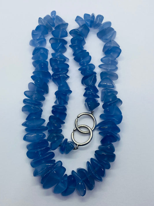 TIFFANY & CO PALOMA PICASSO STERLING SILVER BLUE CHALCEDONY BEAD NECKLACE 20.5”