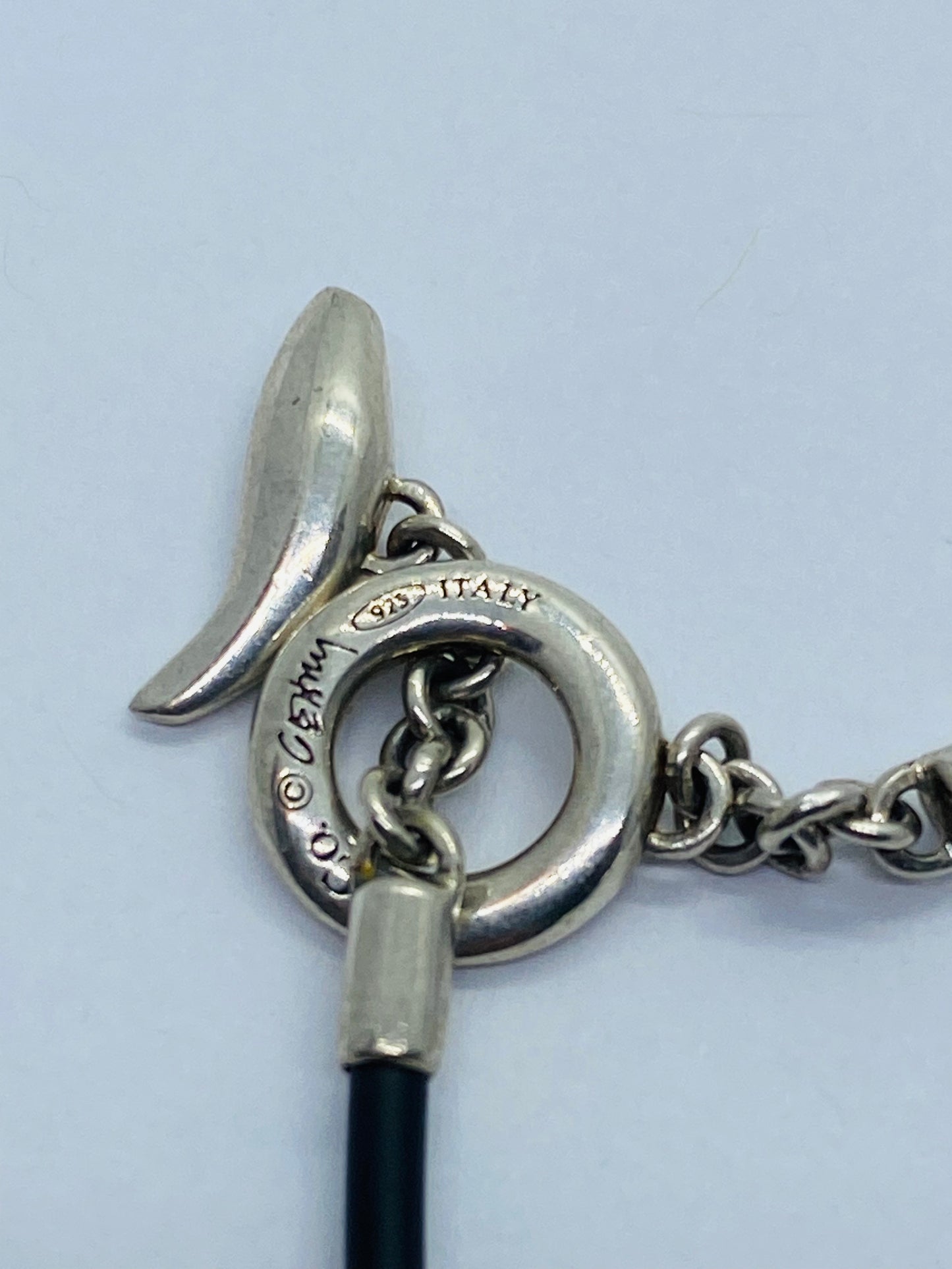 Tiffany & Co. Frank Gehry Sterling Silver Fish Rubber Bracelet 7.25”