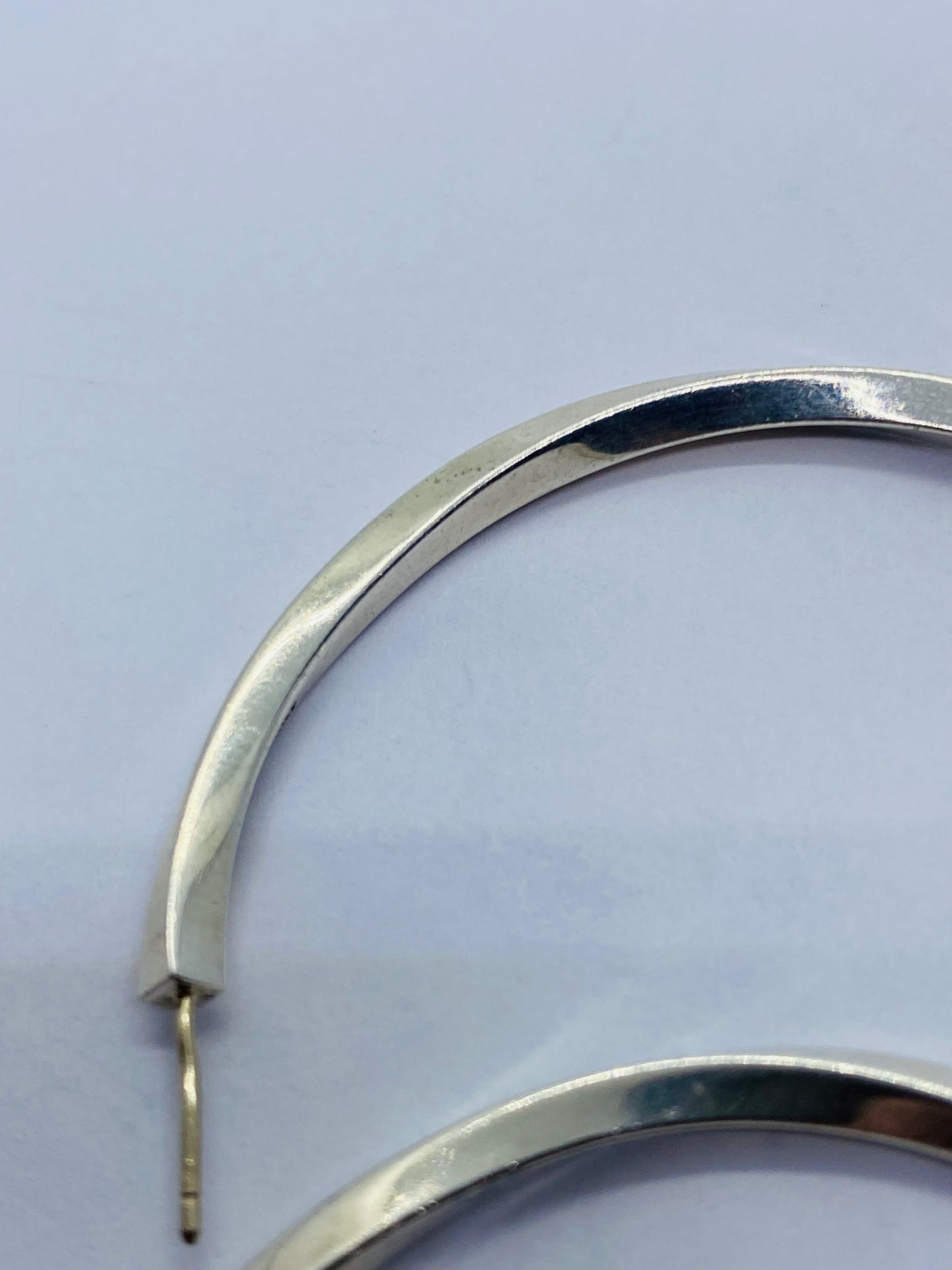 TIFFANY & CO Sterling Silver 3mm Twisted Hoop Post Earrings 1 7/8" NO BACKS
