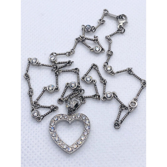 Tiffany Twist Bar Platinum Diamond Necklace Pendant 17"