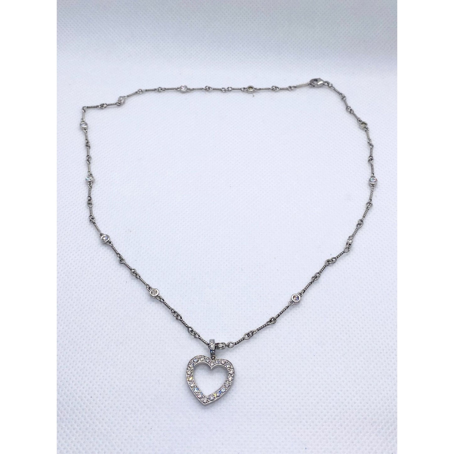 Tiffany Twist Bar Platinum Diamond Necklace Pendant 17"