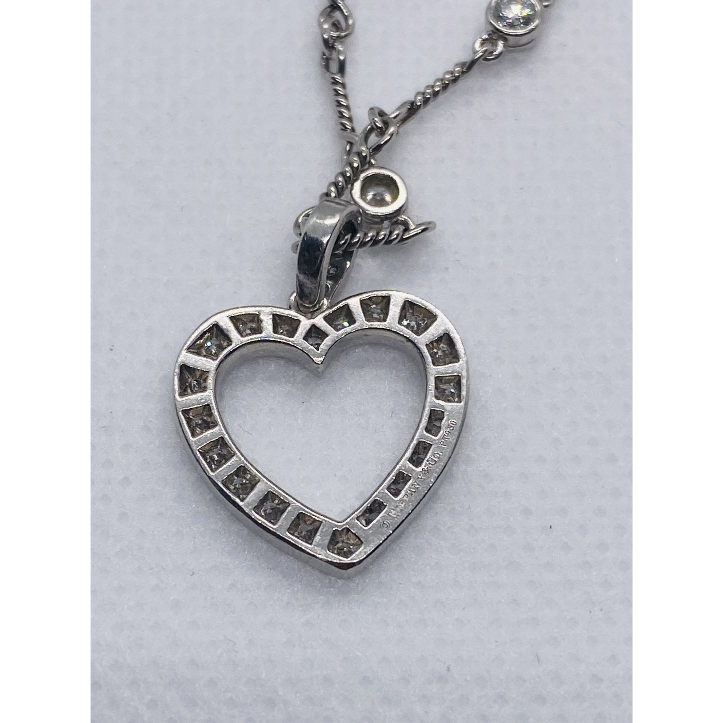 Tiffany Twist Bar Platinum Diamond Necklace Pendant 17"