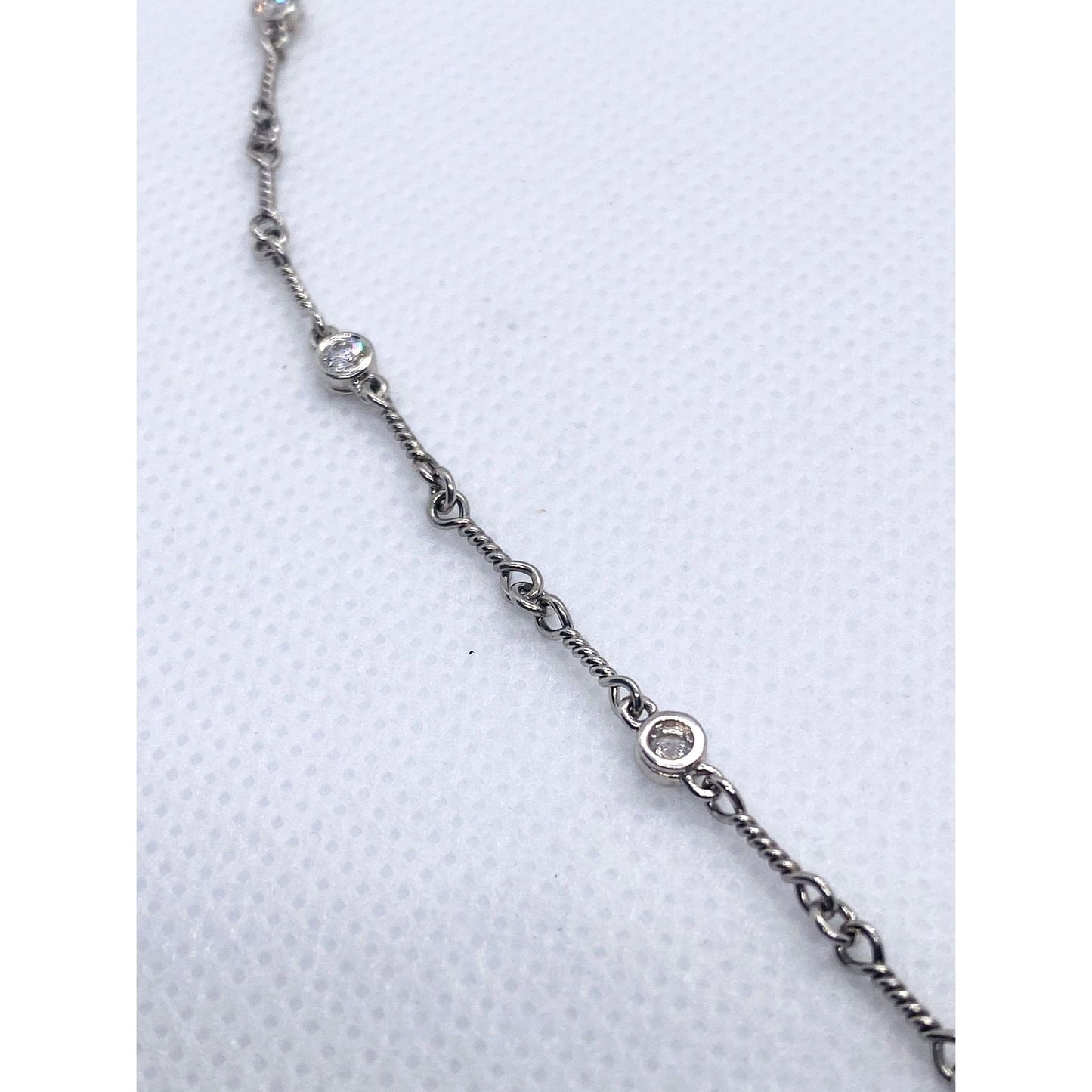 Tiffany Twist Bar Platinum Diamond Necklace Pendant 17"