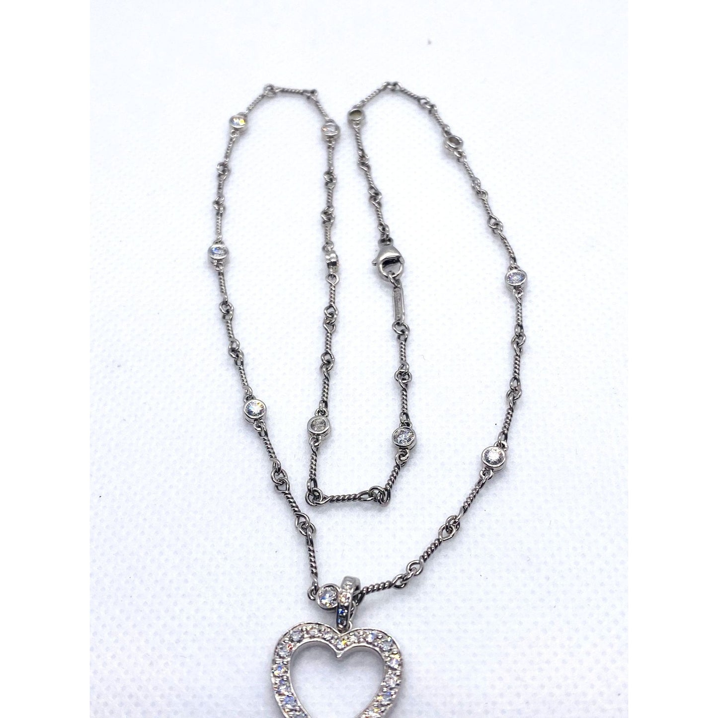 Tiffany Twist Bar Platinum Diamond Necklace Pendant 17"