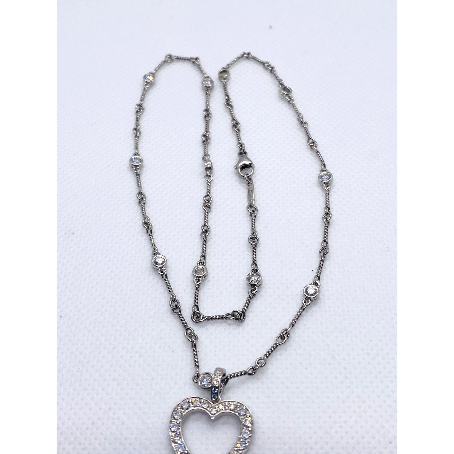 Tiffany Twist Bar Platinum Diamond Necklace Pendant 17"