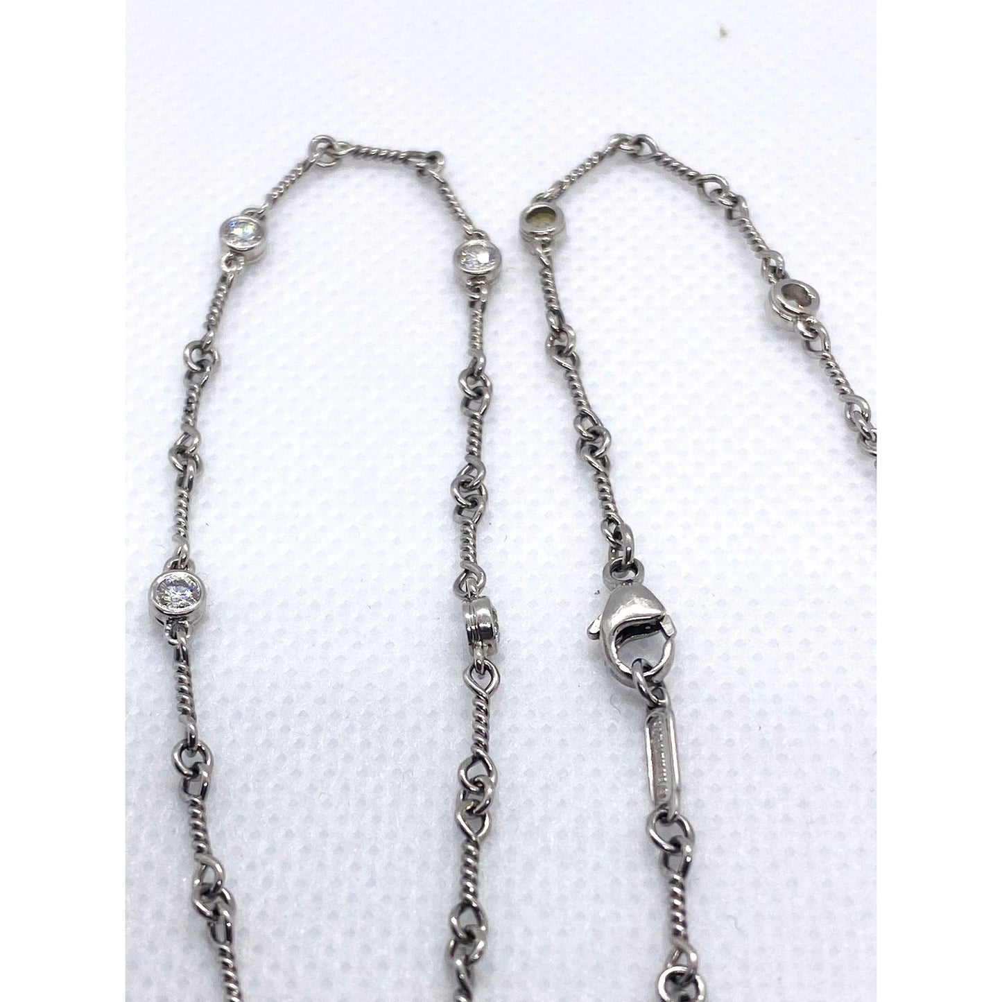 Tiffany Twist Bar Platinum Diamond Necklace Pendant 17"