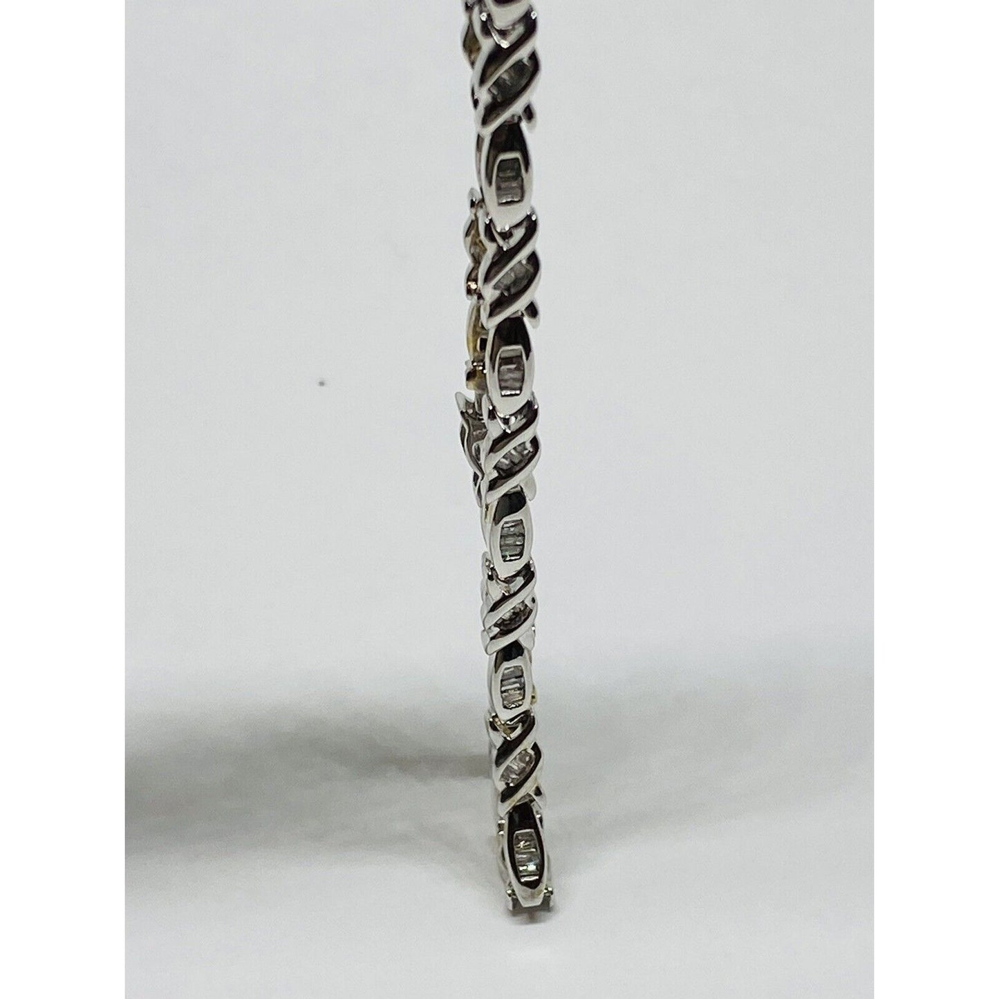 Solid 10K Gold Tennis Baguette Bracelet .72 TCW 8.7 Grams 4MM Wide READ