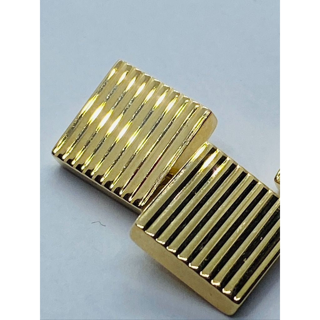 Tiffany and Co 14K Yellow Gold Square Cufflinks Ribbed Design