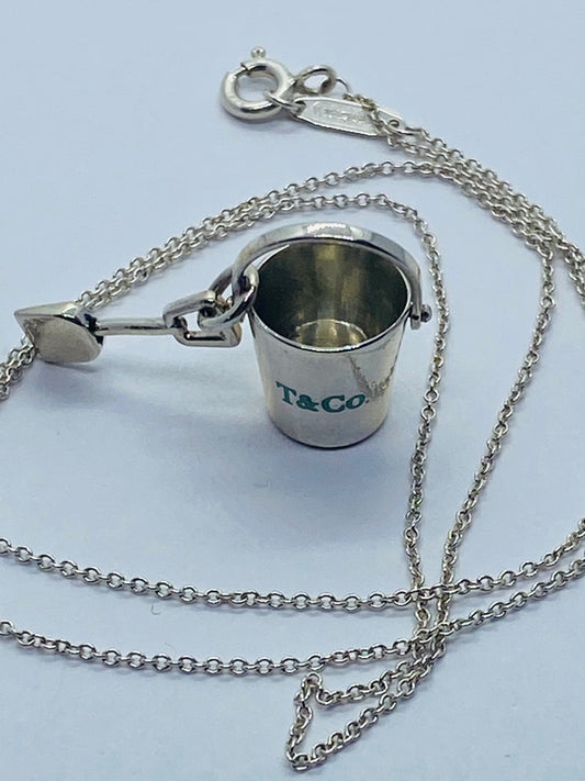 Tiffany & Co. Sand Bucket Shovel Enamel Charm Sterling Silver Pouch Box MINT