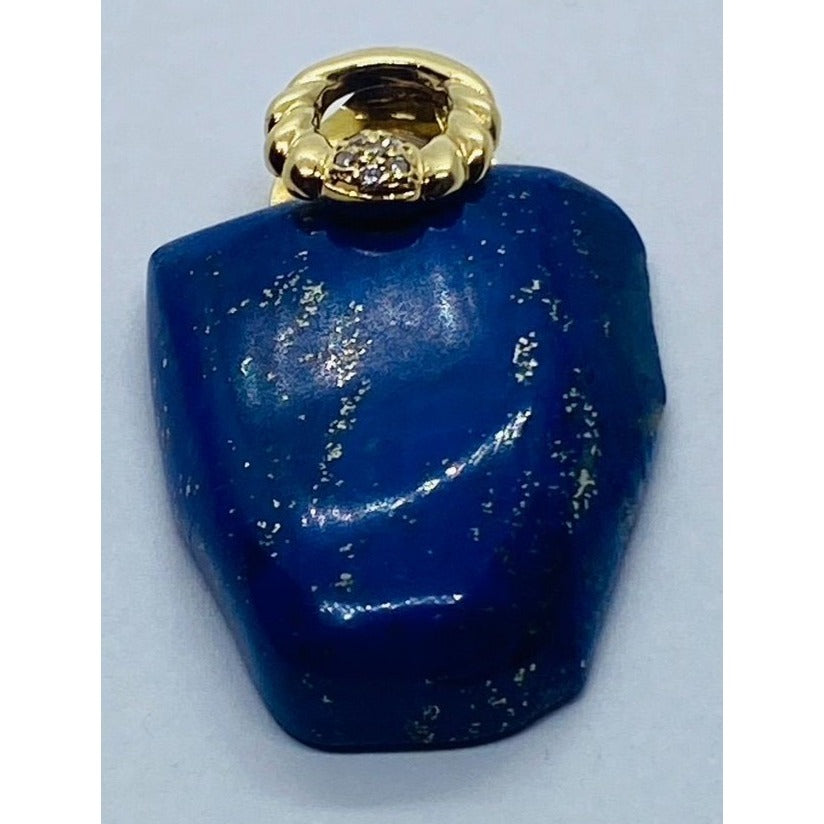 18K Yellow Gold Lapis Lazuli and Diamond Pendant