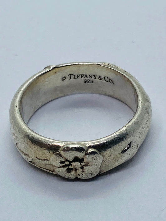 TIFFANY & Co. Nature Rose Flower Ring  Rare Sterling Silver Sz 5