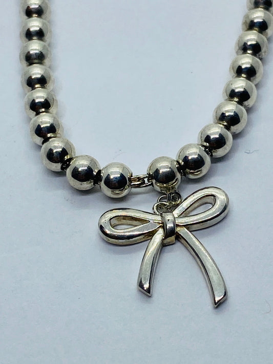 Tiffany & Co. Mini  Bow Bead Bracelet Medium Sterling Silver 925 7”