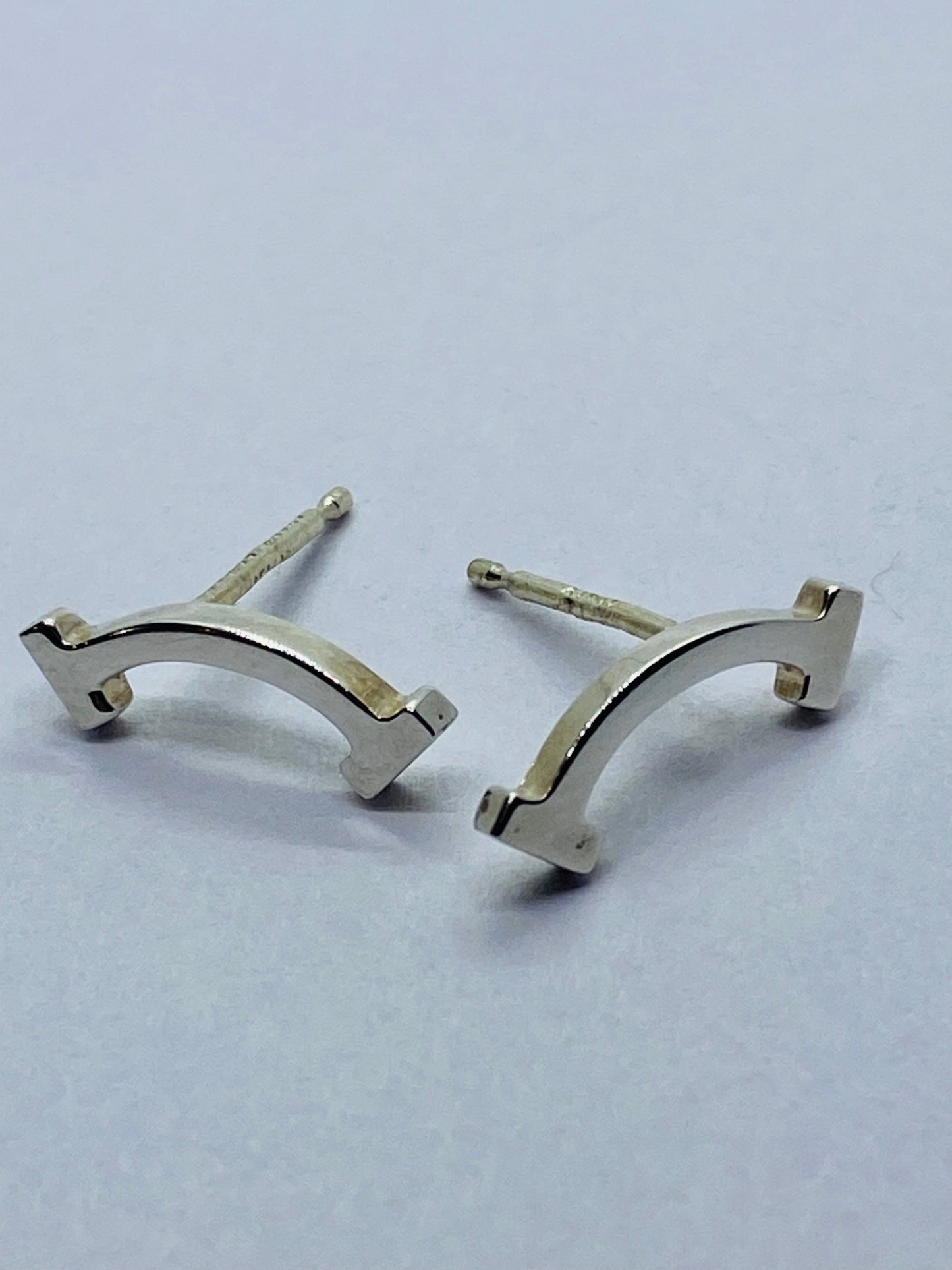 Tiffany T Smile Stud Earrings in Sterling Silver AUTHENTIC Pouch And box