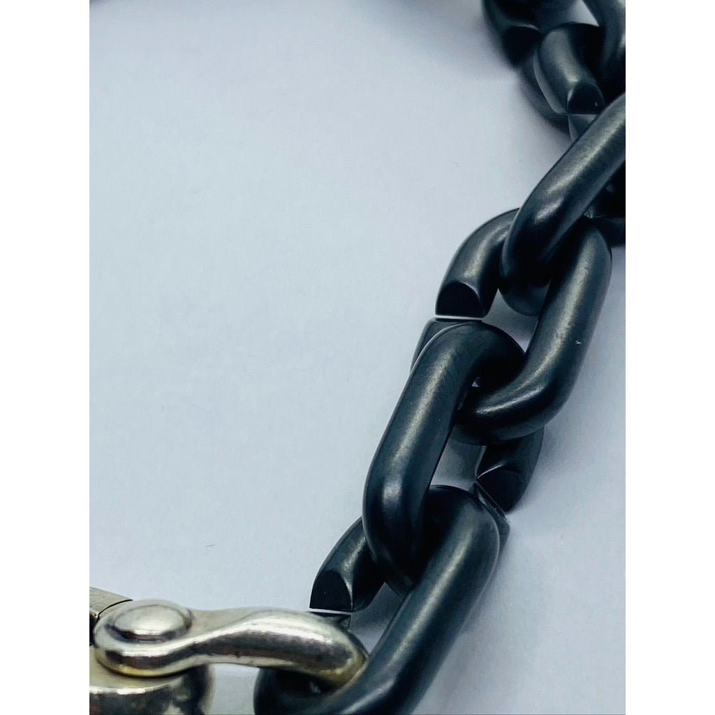David Yurman Sterling Silver 925Chain Links Bracelet with Black Titanium 8.5"
