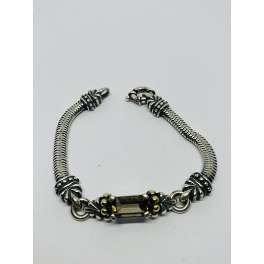 LAGOS STERLING SILVER 925 AND 18K 750 CAVIAR SMOKEY TOPAZ BRACELET 7.25”