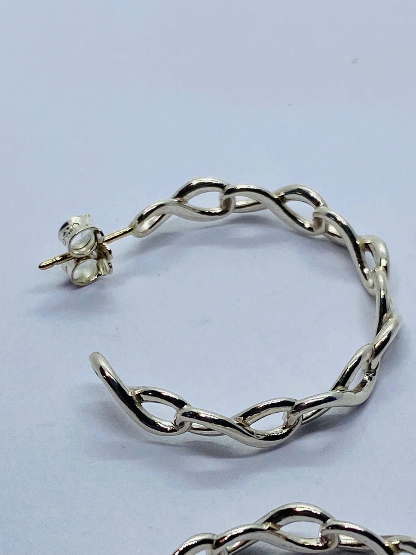 Tiffany & Co Medium Infinity Hoop Earrings Sterling Silver 1" Hoops w/ Pouch Box