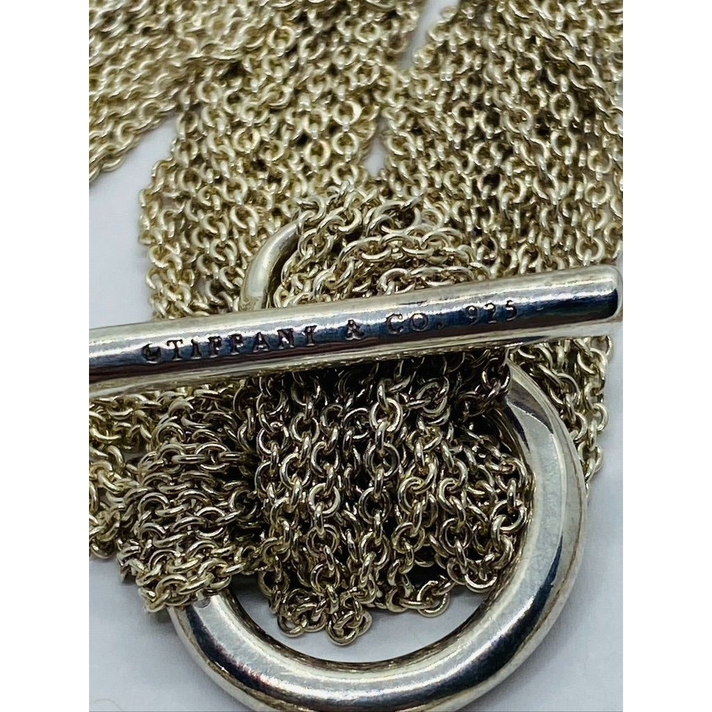 TIFFANY & CO. STERLING SILVER 925 OPEN HEART MULTI-STRAND TOGGLE CLASP NECKLACE