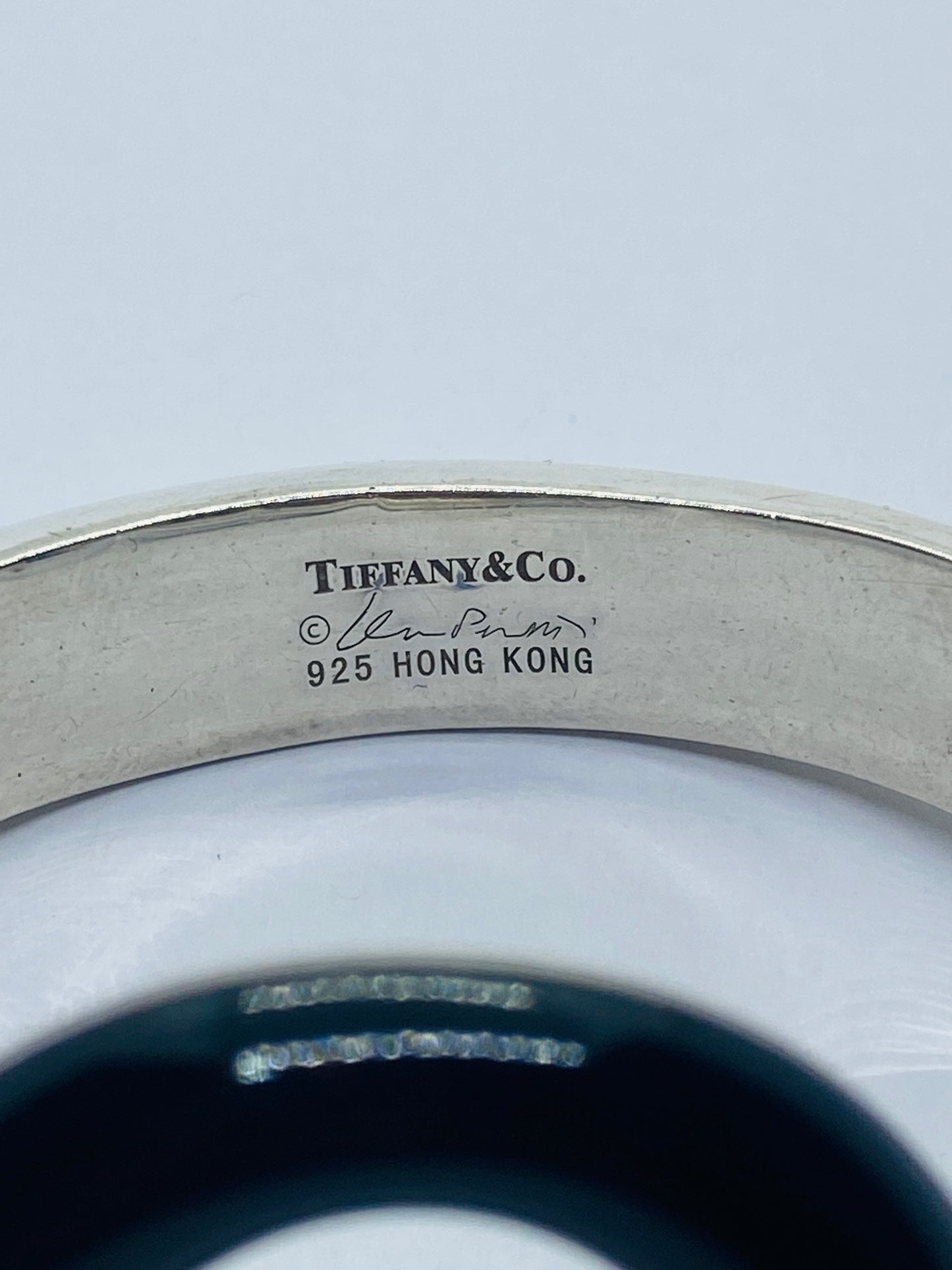 Tiffany & Co Silver Peretti Black Jade Sevillana Bangle Bracelet Small Wrist
