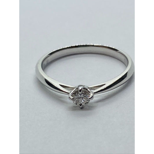 18K White Gold Engagement Ring .14ct Size 5.5