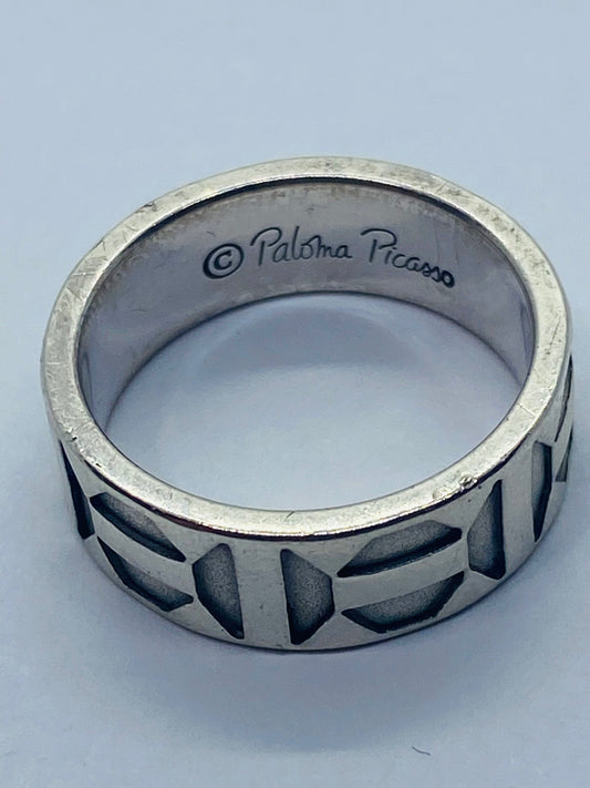 Tiffany & Co Sterling Silver Paloma Picasso Zellige Band Ring Size 6.5