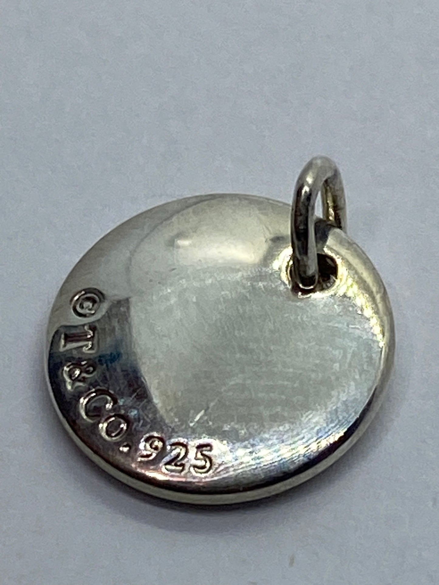 Tiffany Silver Letter K Alphabet Initial Round Circle Notes Charm Pendant