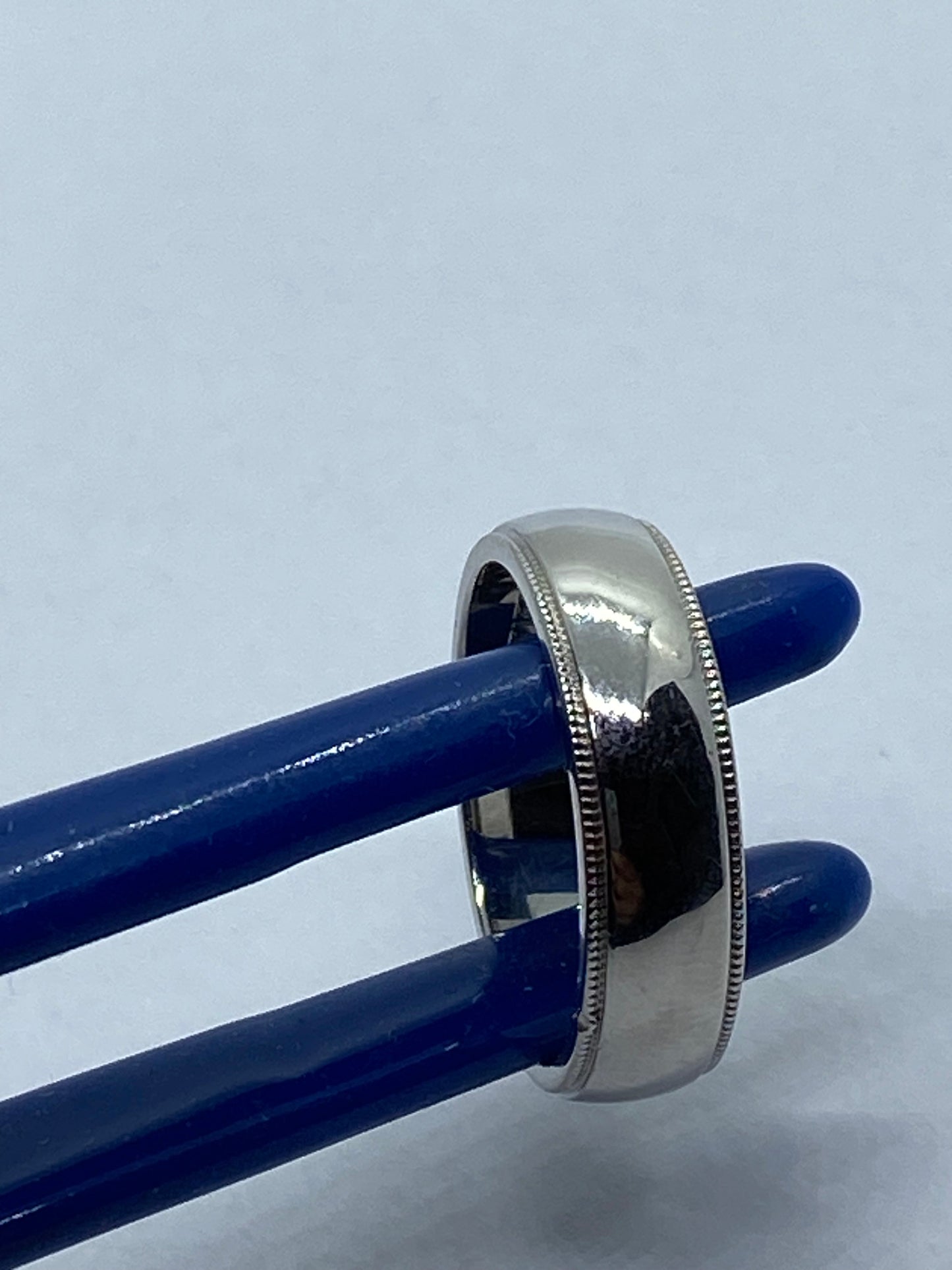 Tiffany & Co. Platinum Double Milgrain 6mm Wide Wedding Band Ring Size 8.25