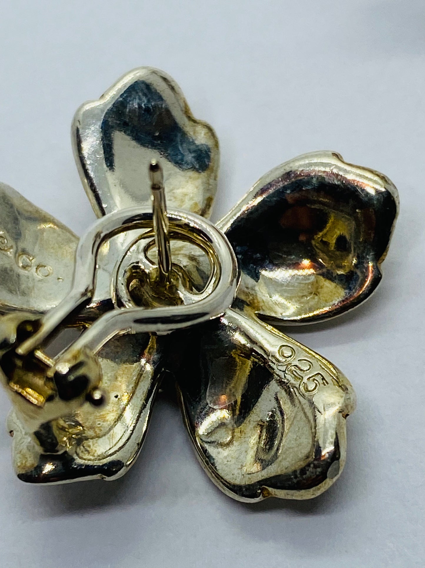 Tiffany & Co Sterling Silver 925  Flower Earrings Omega Back Post 5 Petal Flower