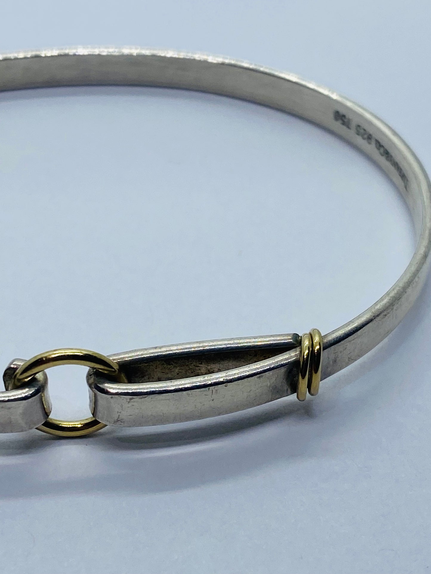 Authentic Tiffany & Co. 18K 750 Yellow Gold Circle Center Sterling Bracelet 7”