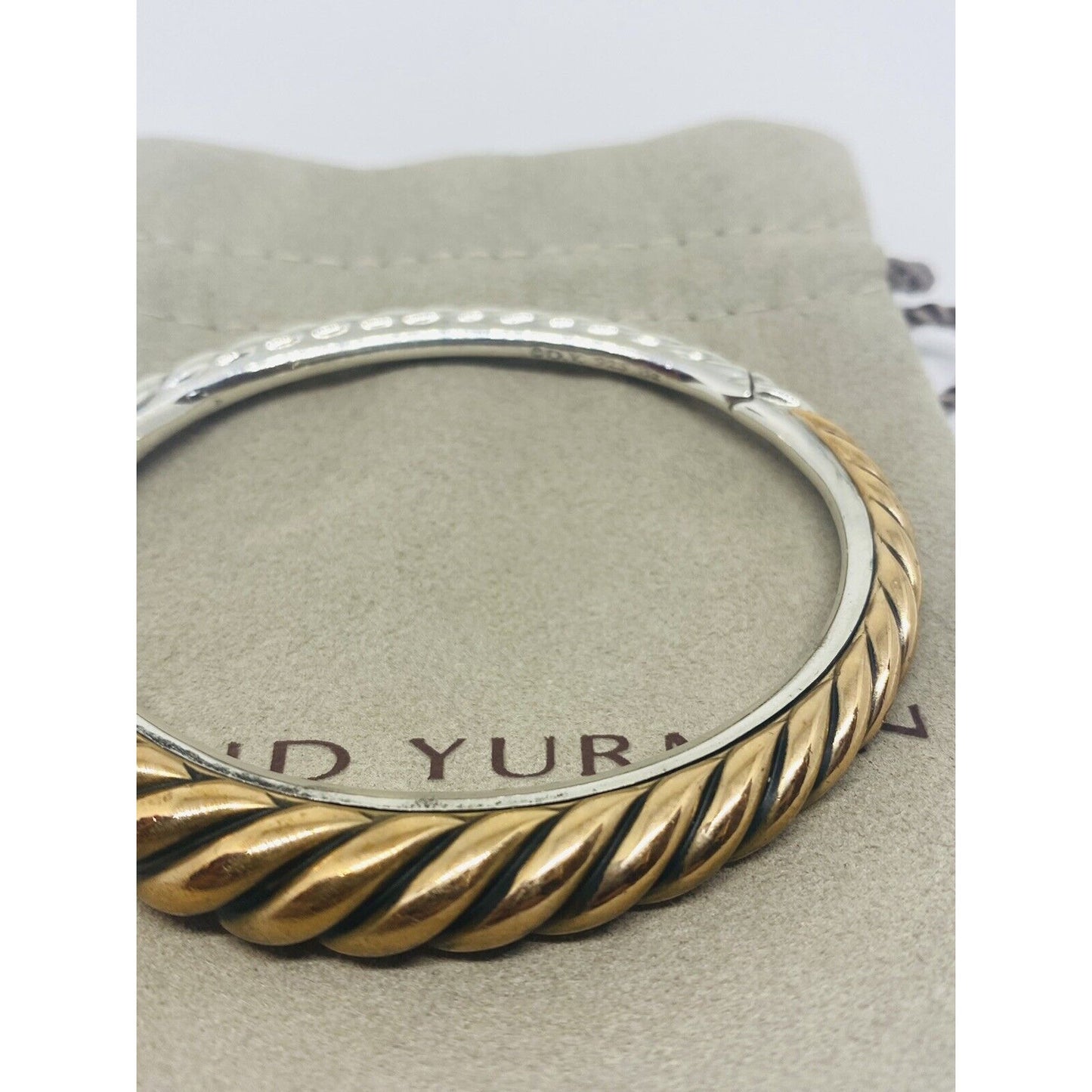 Rare David Yurman Sterling Silver/Bronze 9.5mm Pure Form Cable Bangle Bracelet