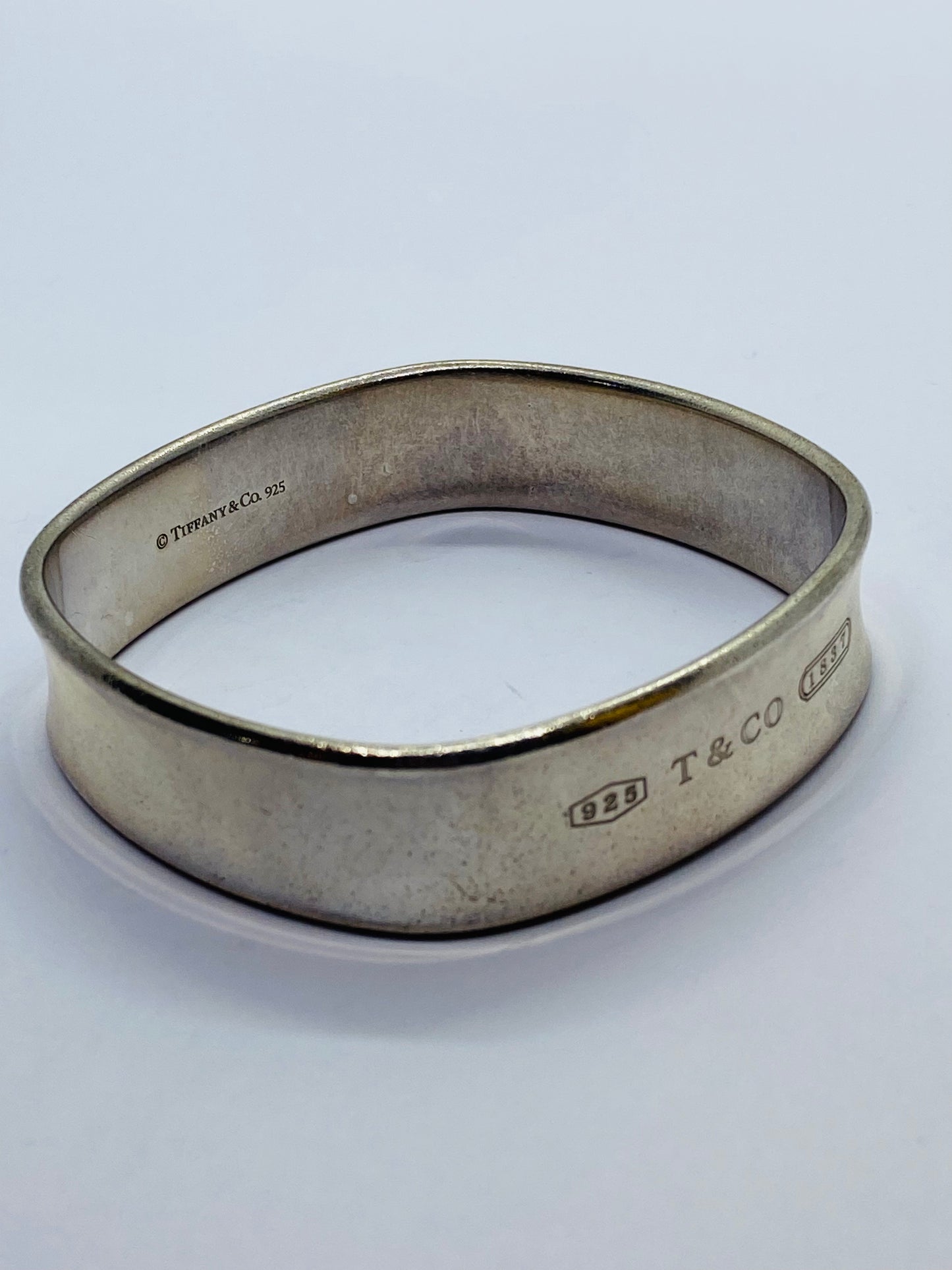 Tiffany & Co. Sterling Silver 1837 Square Cushion Bangle Bracelet
