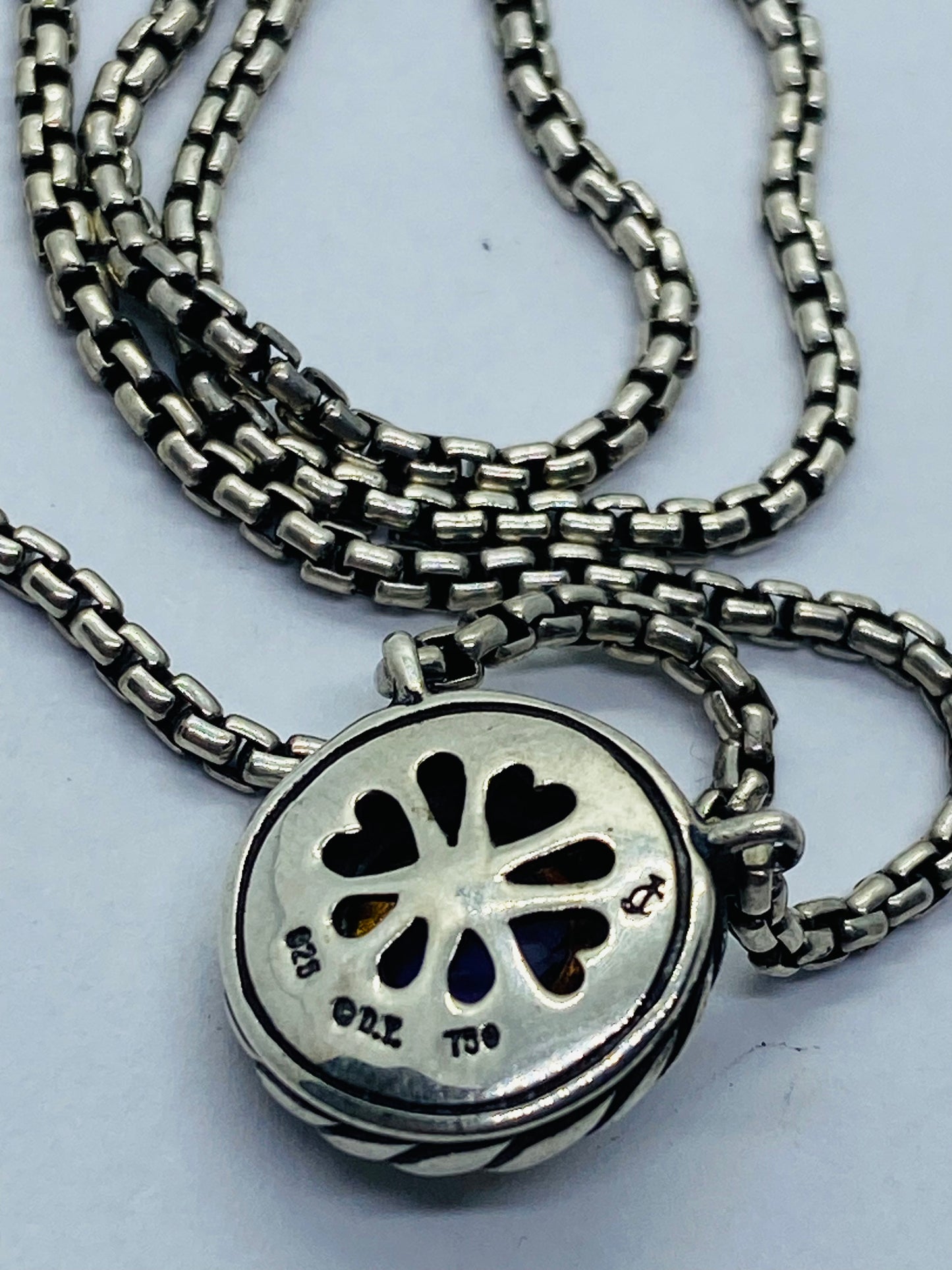 David Yurman Sterling Silver Amethyst Cookie Necklace 16.5”