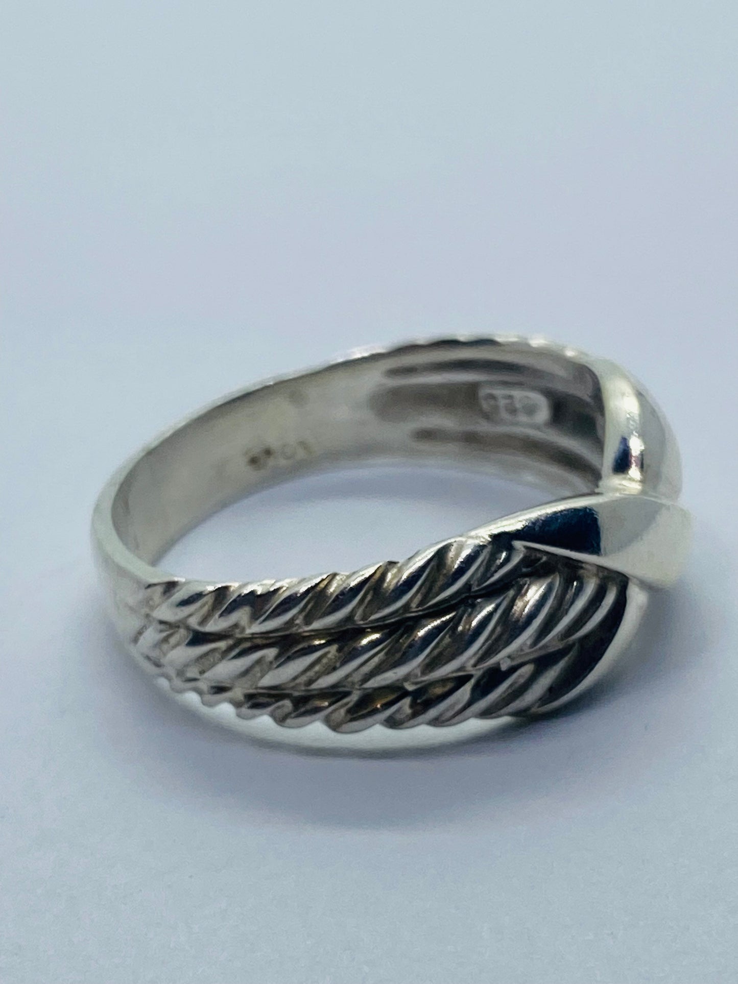Ring David Yurman Sterling & 14K Gold Triple Cable Band Crossover 'X' 11.25 READ