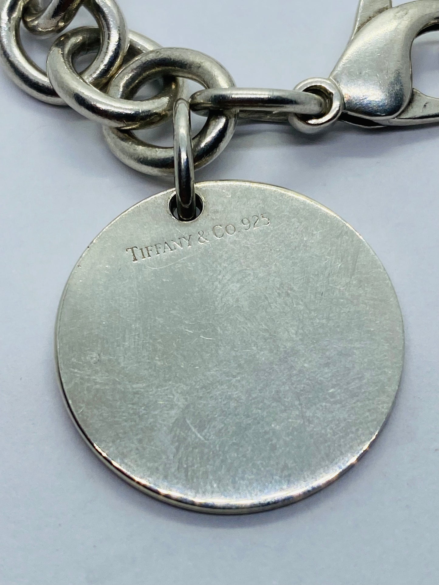 Tiffany & Co. Sterling Silver Round Tag Bracelet 7 1/2