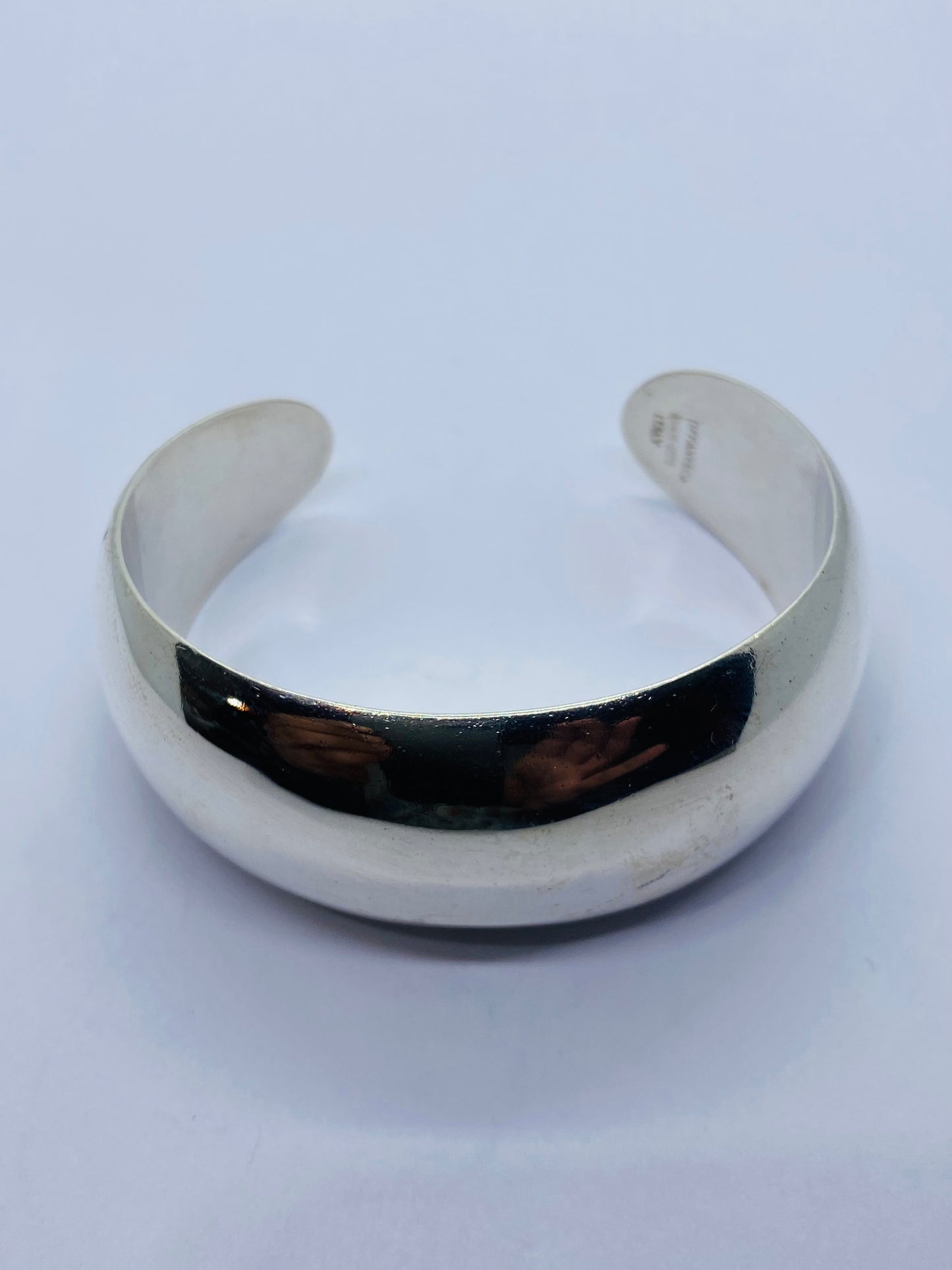 TIFFANY & CO STERLING SILVER Bangle Bracelet Wide Cuff 925 Silver Italy 6.5”