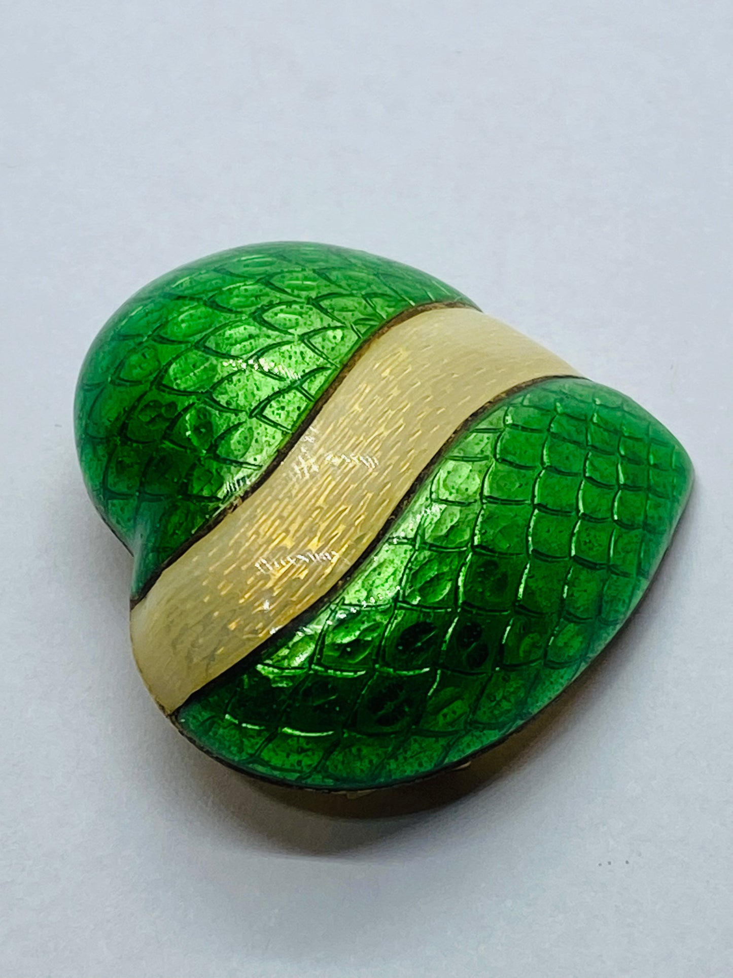 Tiffany & Co. Vintage Guilloche Enamel 18k Yellow Gold Heart Pendant Pin RARE