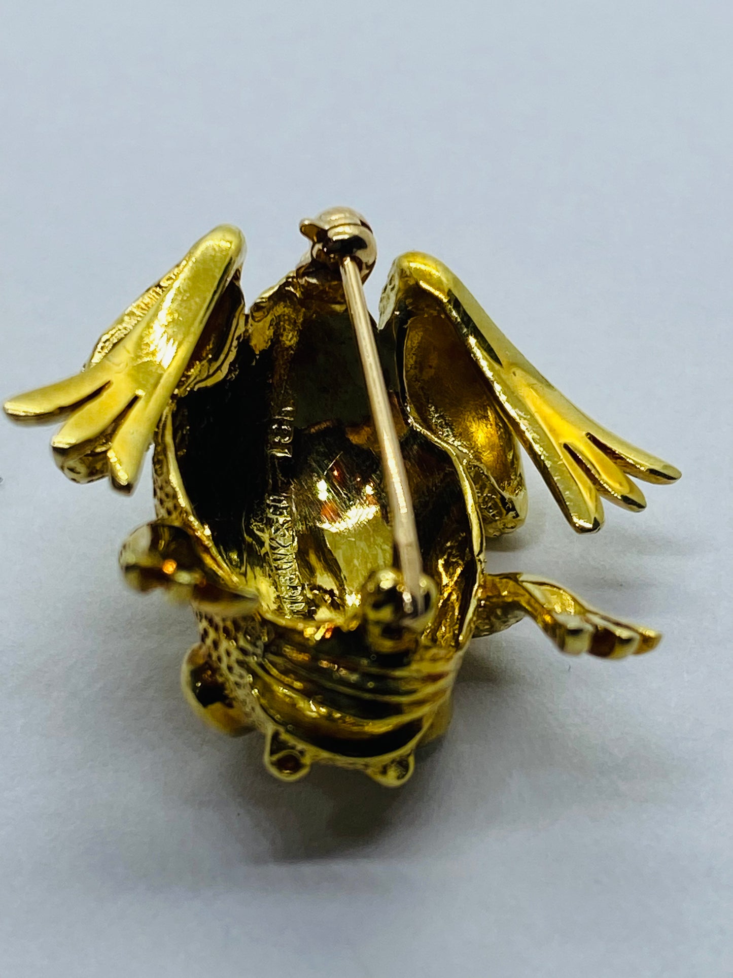 Tiffany & Co. 18K Frog Brooch/Pin Diamond Eyes Large 30x25MM Heavy Box Pouch