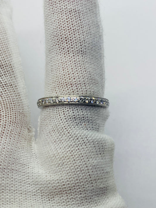 $3900 TIFFANY & CO. PLATINUM ROUND DIAMOND ETERNITY FROM LEGACY .36CT 2MM