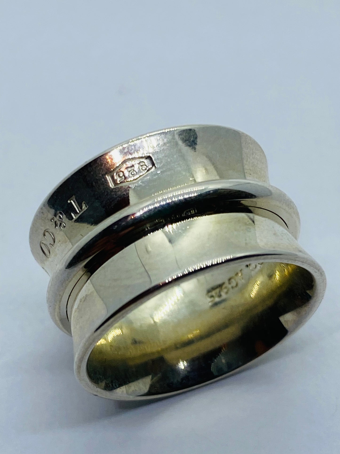 Tiffany Co Sterling Silver Concave Belt Wide Band Ring 1837 12MM Size 5 Pouch