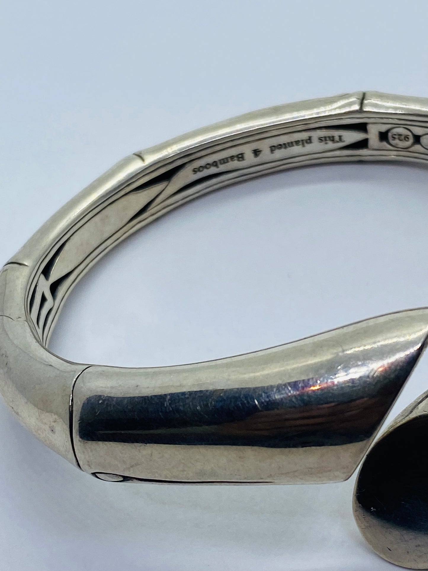 Retired Rare John Hardy Overlap Bypass Bamboo Moi Toi Bracelet Sterling Silver