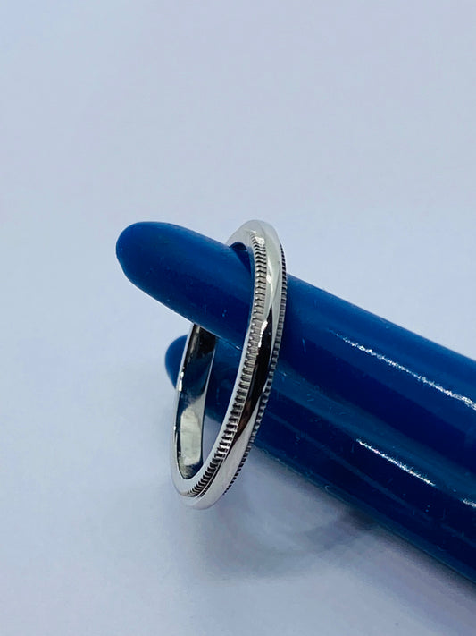 Tiffany & Co. Platinum Milgrain Band Ring 2mm Size 3.25