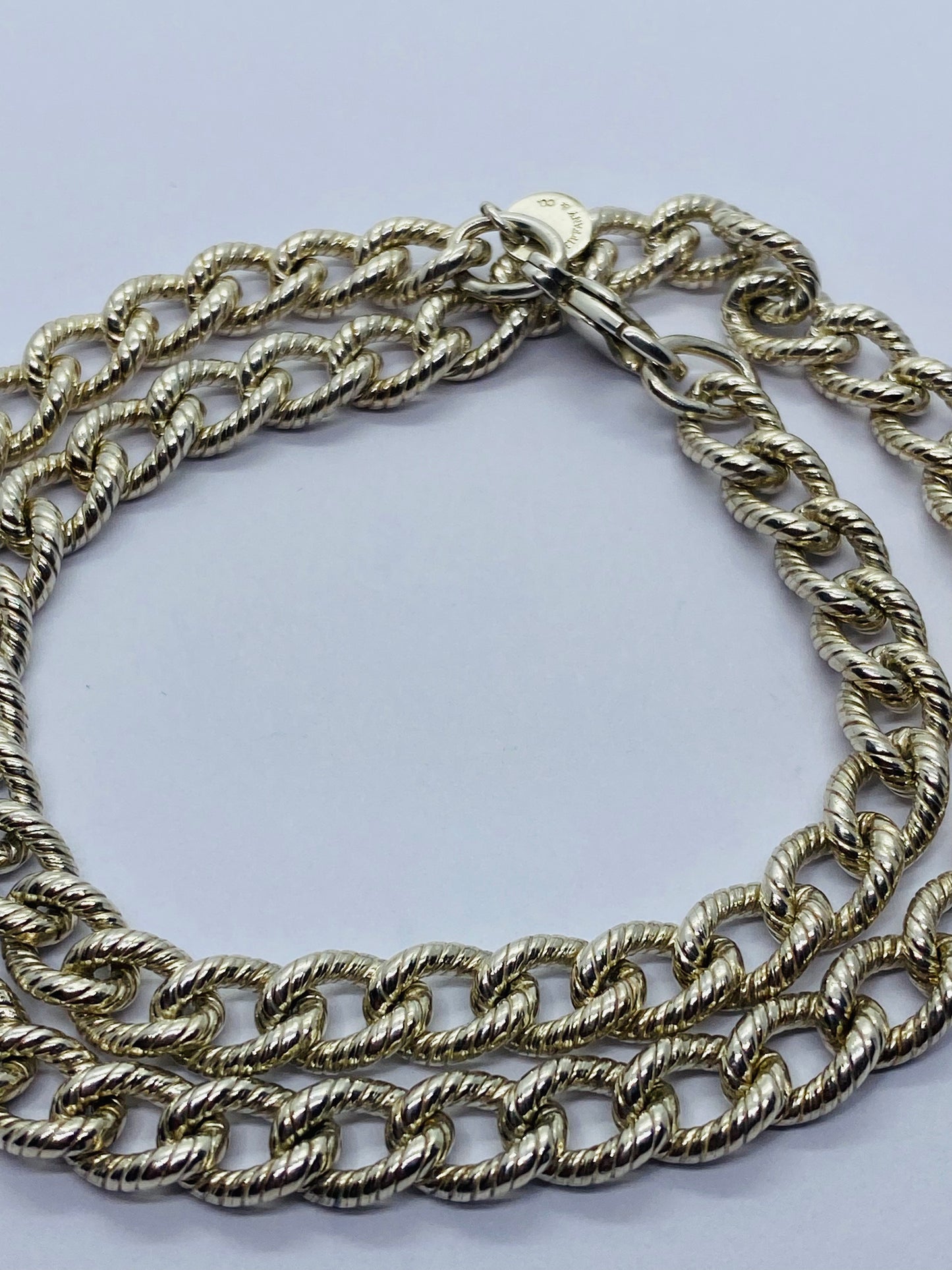 Tiffany & Co. Silver Twisted Cable Link Chain 16.5” Necklace