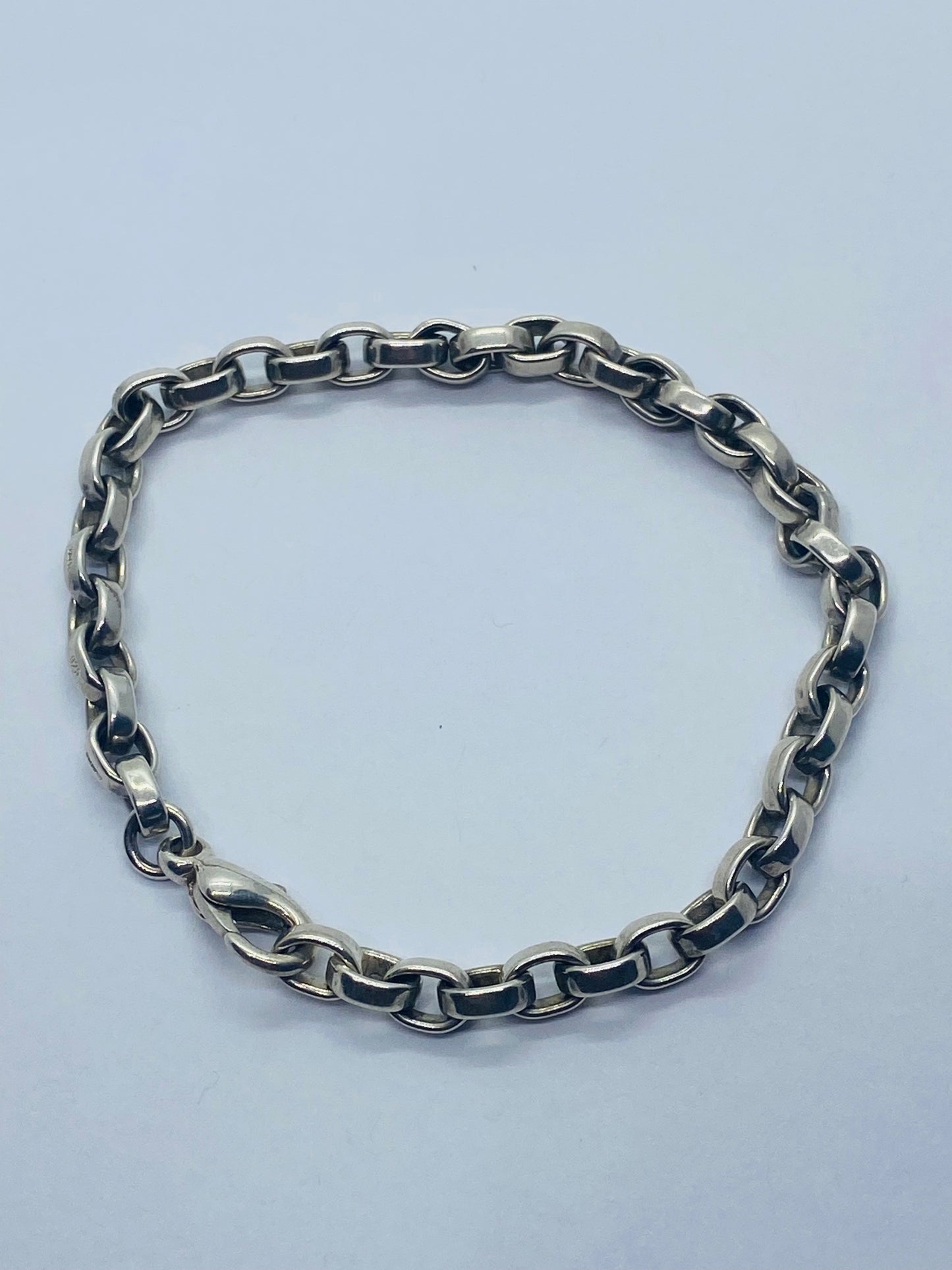 Tiffany & Co. Sterling Silver 7” Donut Link Bracelet.  Pouch